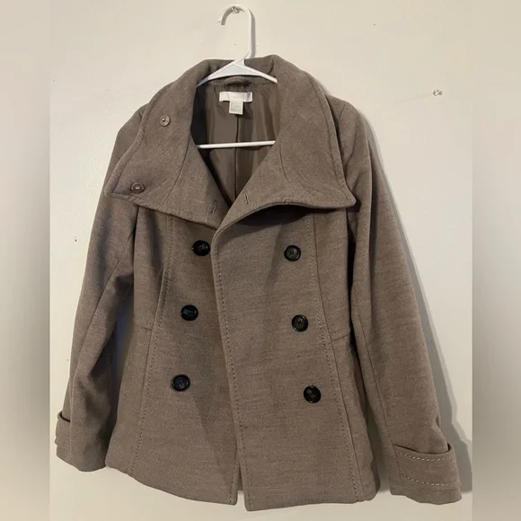 H&M Tan/Beige/Brown Double Breasted Jacket pea coat trench coat - Picture 4 of 5
